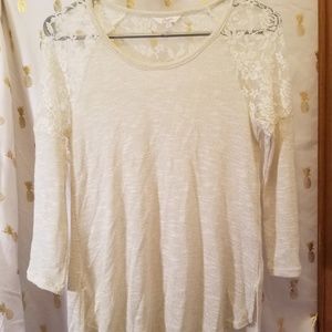 Sweater with lace sleeves and top